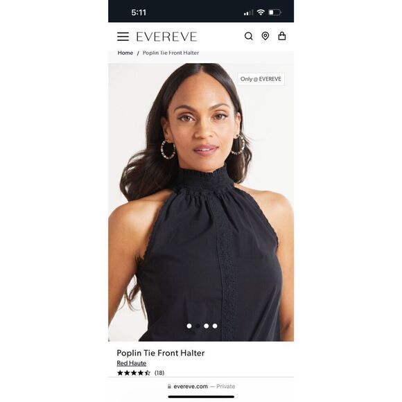 Red Haute Poplin Black Tie Front High Neck Top Tank Blouse - Picture 4 of 15